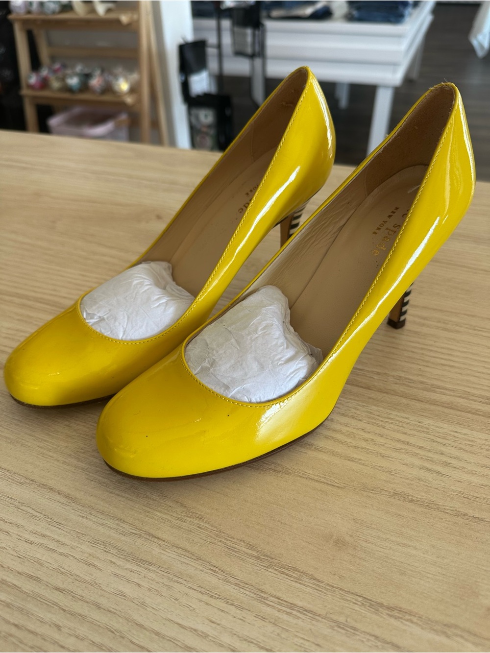 kate spade Yellow Patent Leather Round-Toe Pumps